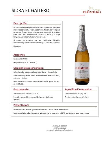 SIDRA EL GAITERO CLASICA - 6 botellas