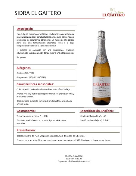 SIDRA EL GAITERO CLASICA - 6 botellas
