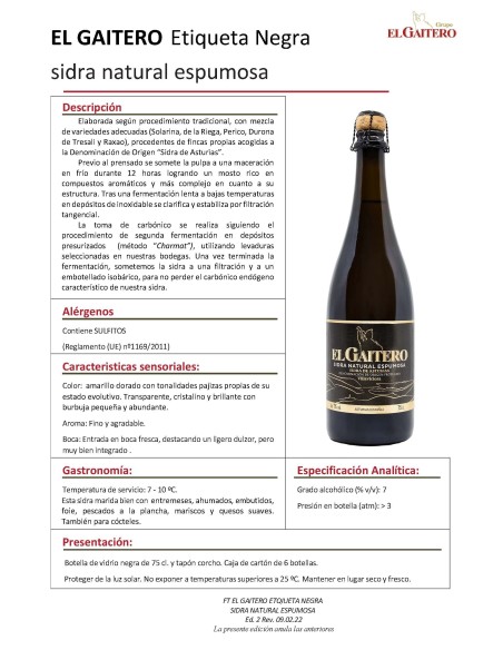 SIDRA EL GAITERO ETIQUETA NEGRA - 6 botellas