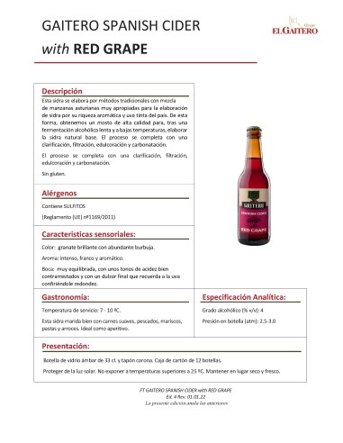 SIDRA EL GAITERO RED GRAPE- 12 botellines