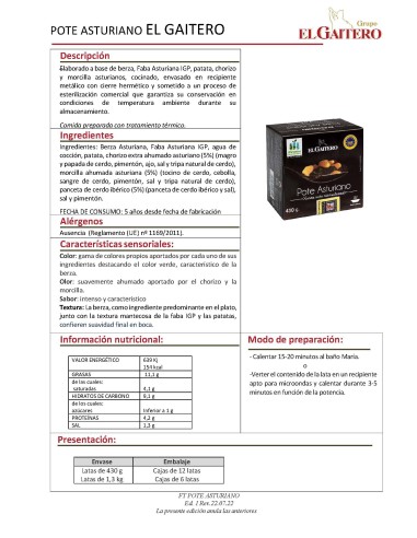 POTE ASTURIANO - 6 latas de 430gr