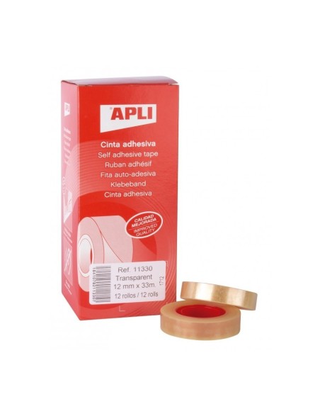 CINTA ADHESIVA APLI 33 mts x 12 mm (PACK 12)