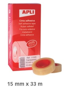 CINTA ADHESIVA APLI 33 mts x 15 mm (PACK 10)