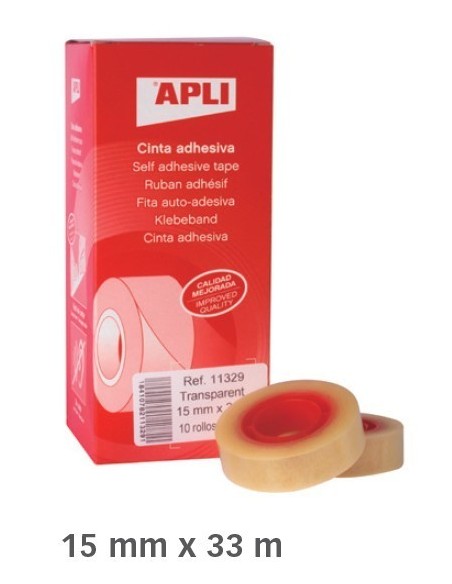 CINTA ADHESIVA APLI 33 mts x 15 mm (PACK 10)