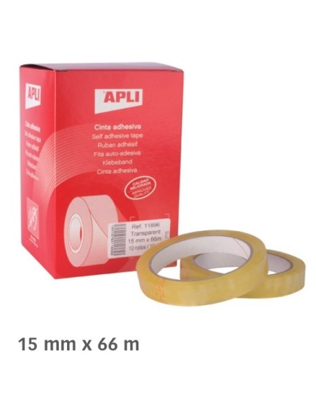 CINTA ADHESIVA APLI 66 mts x 15 mm (Pack 10)