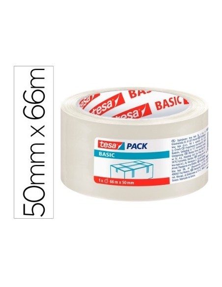 CINTA ADHESIVA PARA EMBALAR TESA 66 mts x 50 mm ancho TRANSPARENTE