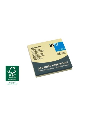 NOTAS ADHESIVAS AMARILLAS 75X75mm BLOC 100 HOJAS