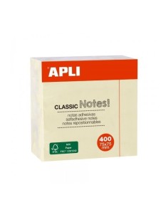 NOTAS ADHESIVAS AMARILLAS APLI 75x75 11597 CUBO 400 HOJAS