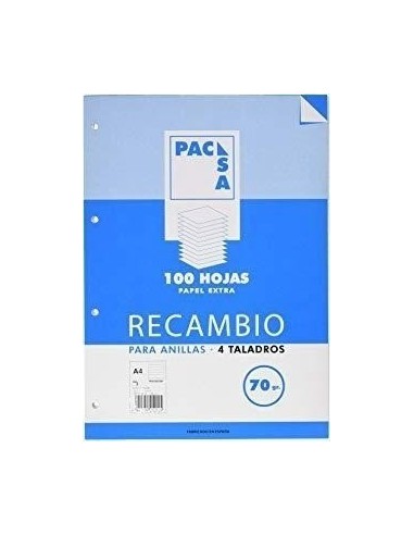 RECAMBIO AT A4 100 HOJAS 4x4 CON MARGEN PACSA