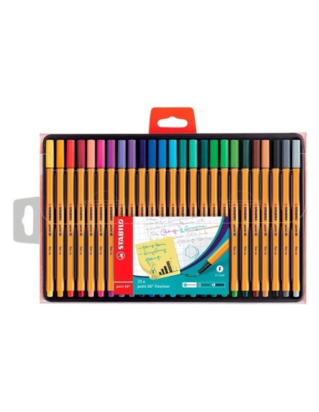 ROTULADOR STABILO PUNTA FINA 88 - Estuche 25 colores