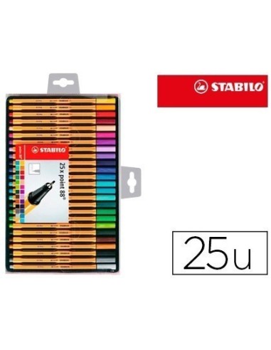ROTULADOR STABILO PUNTA FINA 88 - Estuche 25 colores