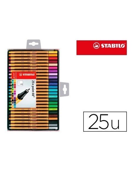 ROTULADOR STABILO PUNTA FINA 88 - Estuche 25 colores